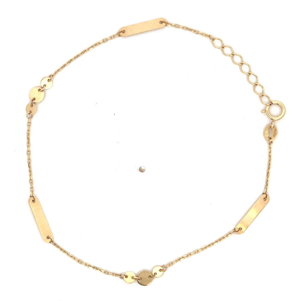 Žluté zlato ozdobný jemný náramek 18+2cm